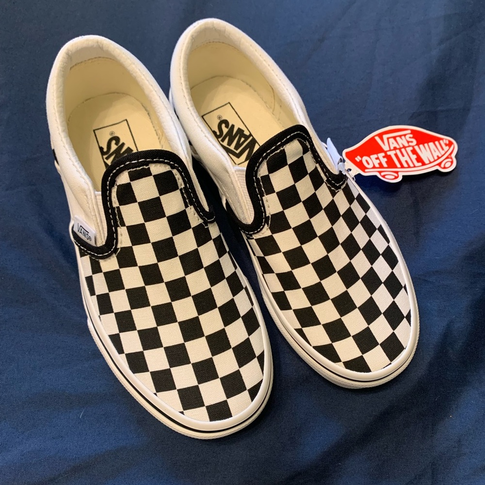 Vans, slip-on, black and white checkered little kids (toddler) size 13, NWT